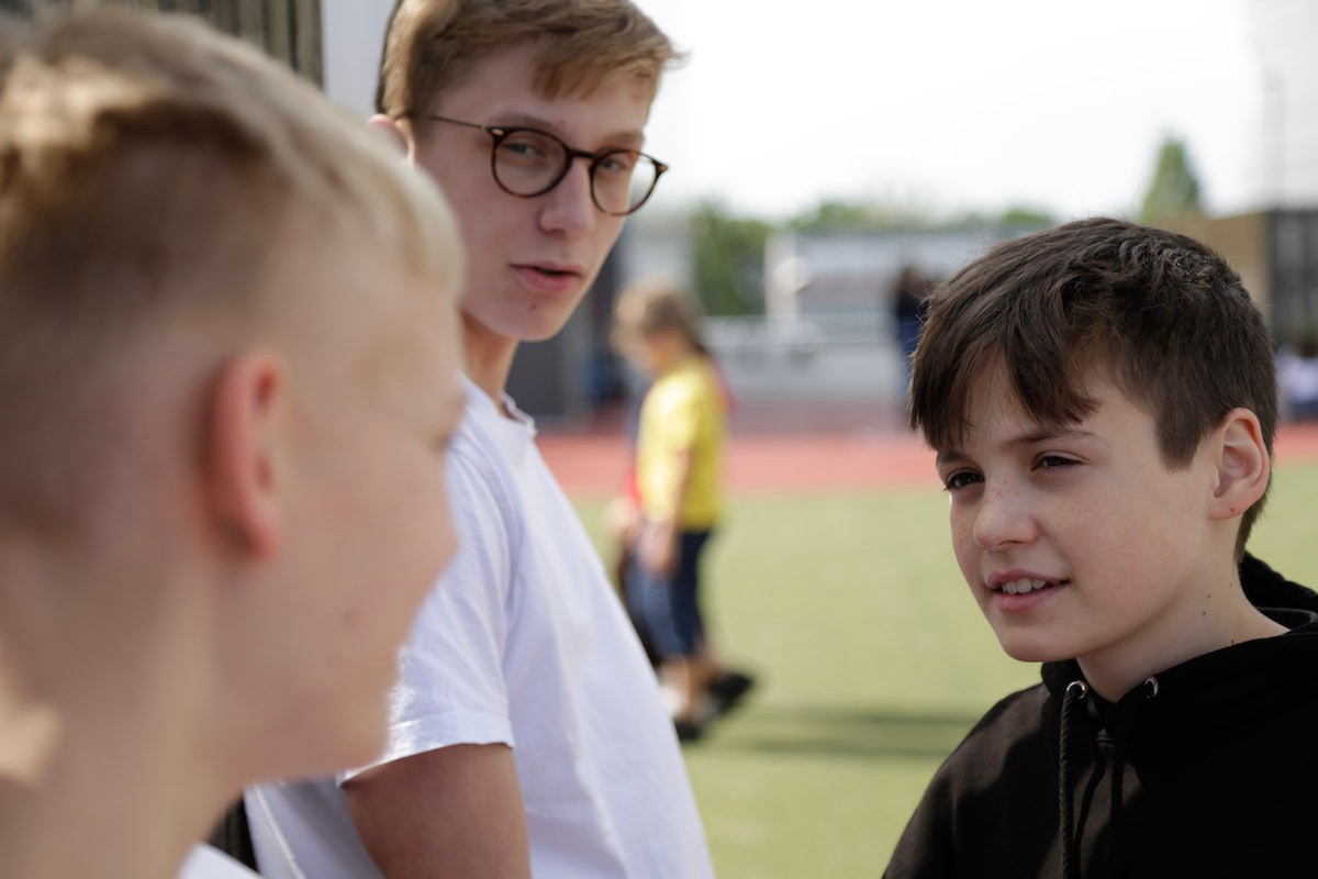 Students in the schoolyard